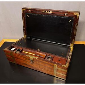 Coffret écritoire De Voyage Marine En Acajou à Système  