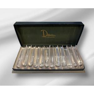 12 portes couteaux design DAUM France cristal en coffret 