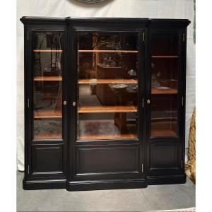 Bibliothèque - vitrine Louis XVI patiné noir  
