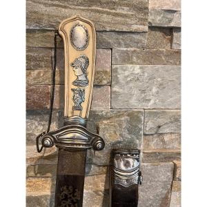 Dague de vennerie chasse basque argent et os Deffez 18 ème Louis XV Bayonnne