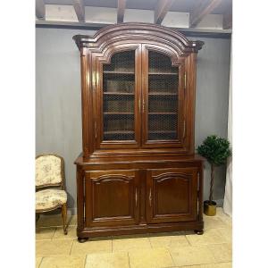 18 Th C Solid Mahogany Buffet / Bookcase 2 Carcasses Vanity Cabinet