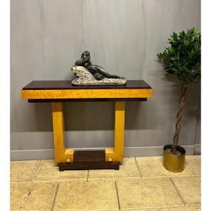 Console art déco en palissandre et érable 