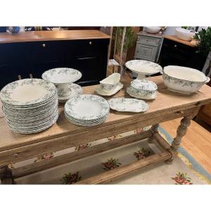 Longwy 35-piece Dinner Service Rejane Green Model