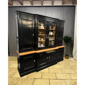 Black Patinated Wood Curiosity Cabinet Bookcase China Cabinet