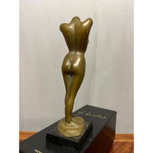 Bronze Sculpture Of A Nude Woman By Gérard Vieillevie, "movement Ii"