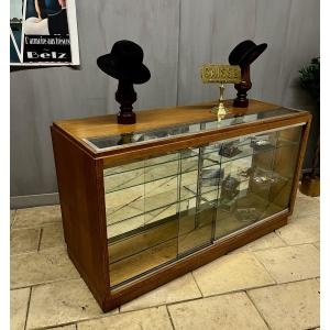 1950s–1960s Oak Display Counter—a Piece Of Pharmacy Furniture.