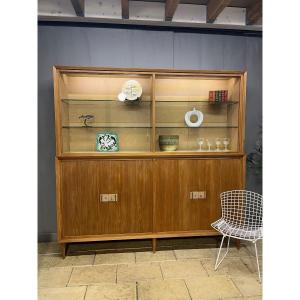 grande enfilade -vitrine vintage 50 - 60 s' en teck buffet design moderniste scandinave