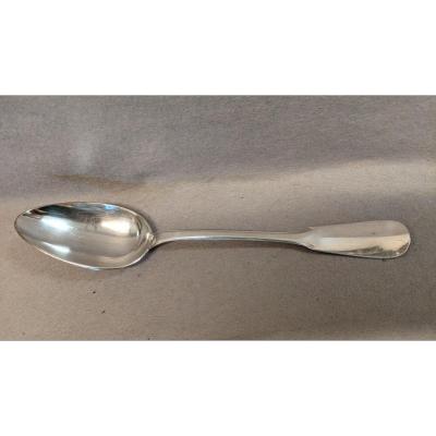 Large Christofle Serving Spoon Uniplat Model In Silver Metal Ragout