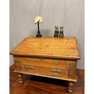 Old Marine Writing Desk In Teak Travel Drawer Box Twentieth Desk