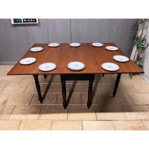 Large Rectangular Folding Table With Mahogany Flaps 8 Console Feet