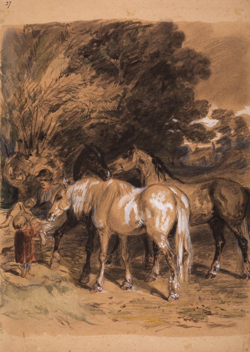 Hippolyte Lalaisse (1810-1884), Study Of Horses