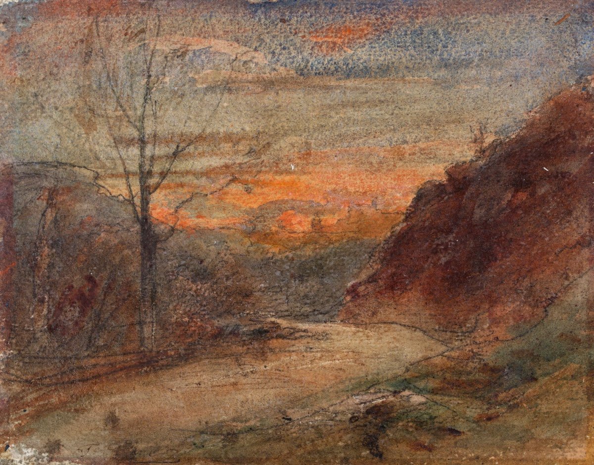 François Auguste Ravier (1814-1895)  Chemin Au Crépuscule