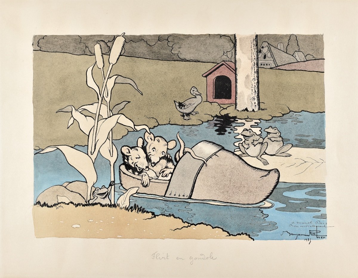 Benjamin Rabier (1864-1939), Flirt In A Gondola