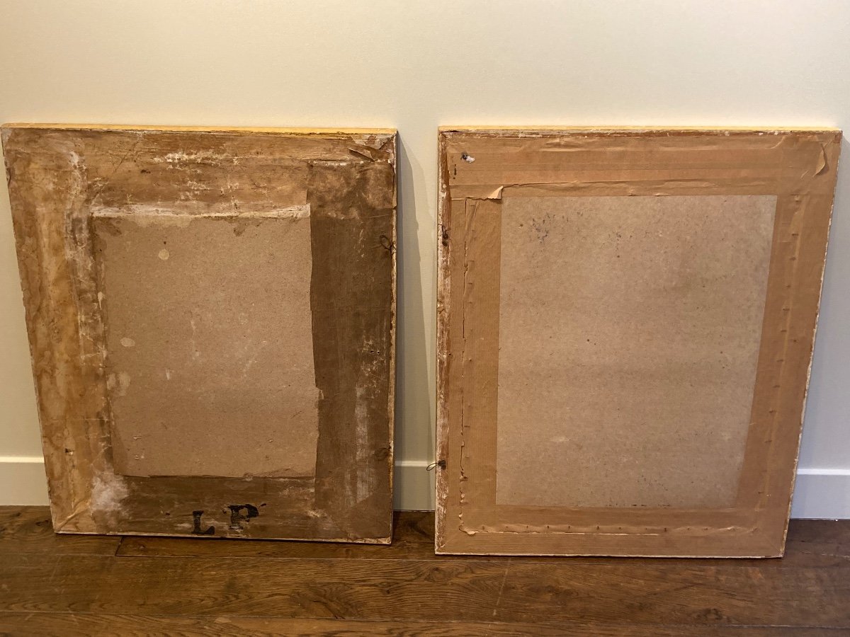 Pair Of 18th Century Frames "mourning For The Queen"-photo-4