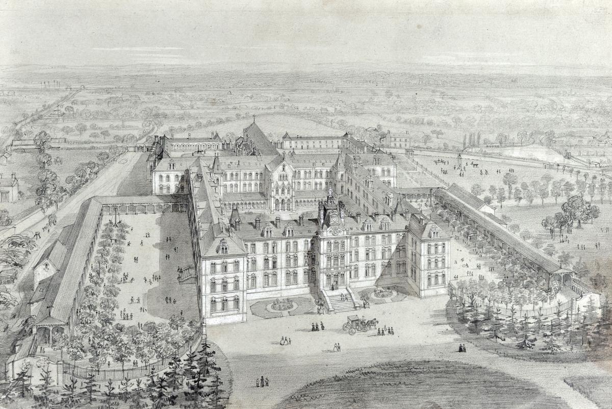 Félix Benoist (1818-1896), Vue d'un château, Mine Graphite