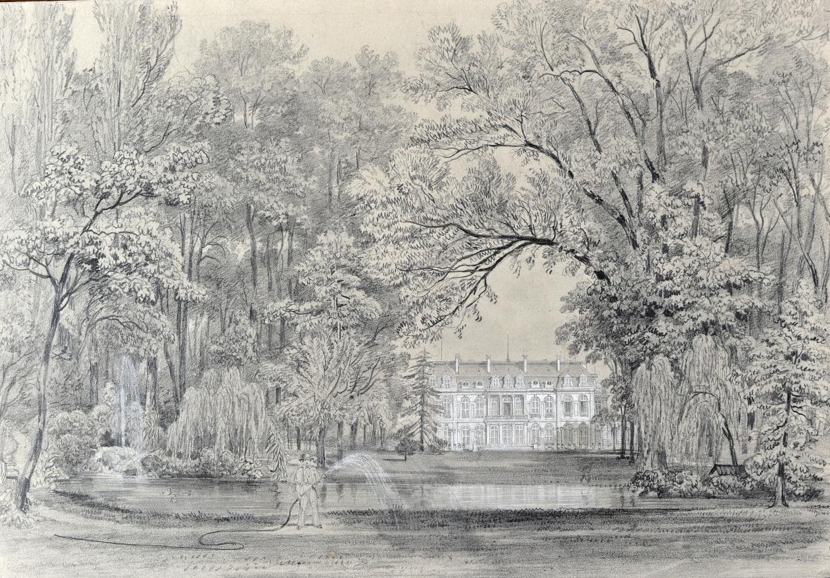 Félix Benoist (1818-1896), l'Elysée Vue Des Jardins, Mine Graphite