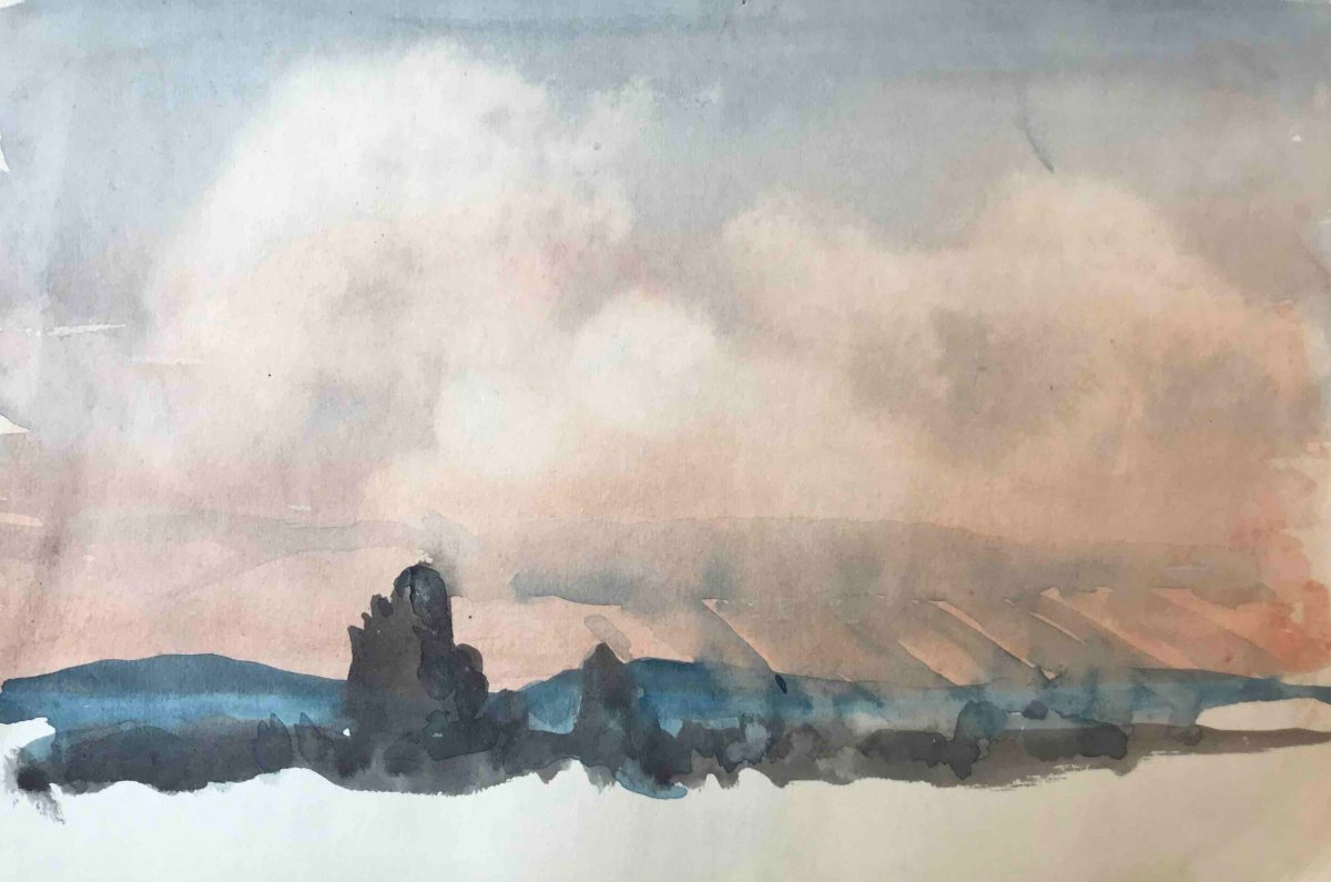 Arthur Charles Kemp (1906-1968), Sky Study, Circa 1961, Watercolor, 19 X 28 Cm