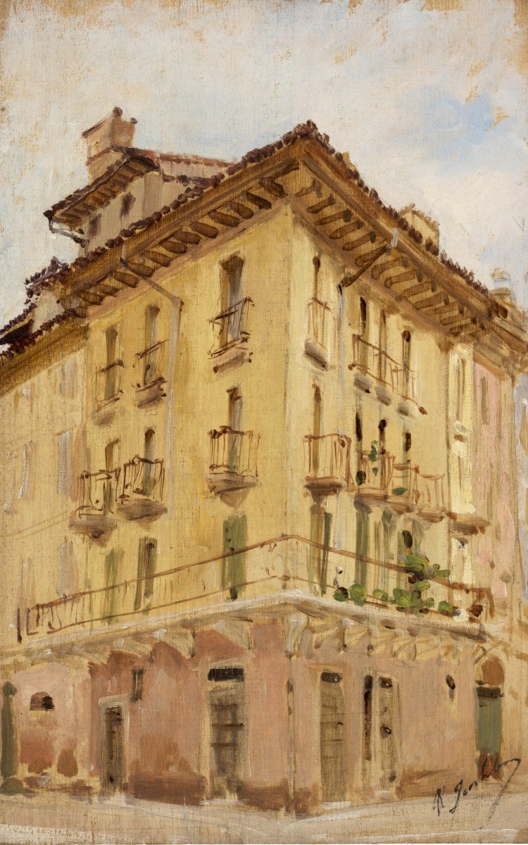 Marcel Jambon  (1848-1908), Vérone, Huile Sur Panneau, 1893