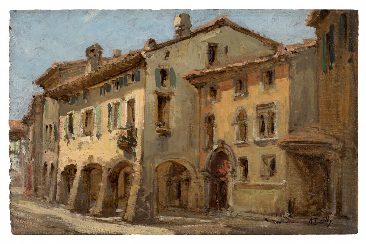 Alexandre Bailly (1866-1947), Maisons à Ancone, Italie, Huile Sur Panneau, Vers 1893-photo-2