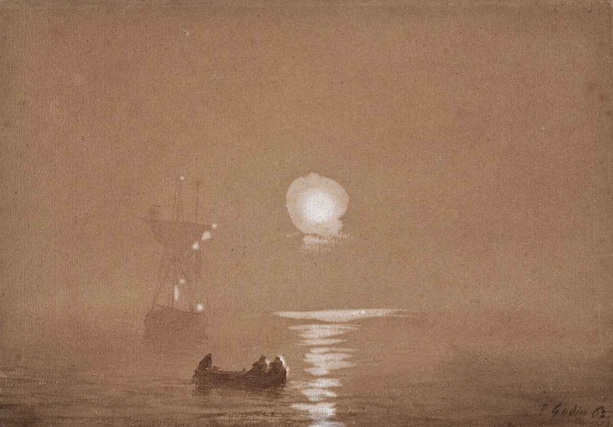 Théodore Gudin (1805-1880), Marine Au Clair De Lune