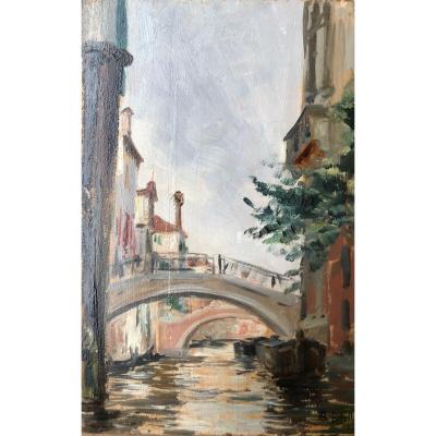 Alexandre Bailly (1866-1947), Venice, Oil On Panel, Circa 1893