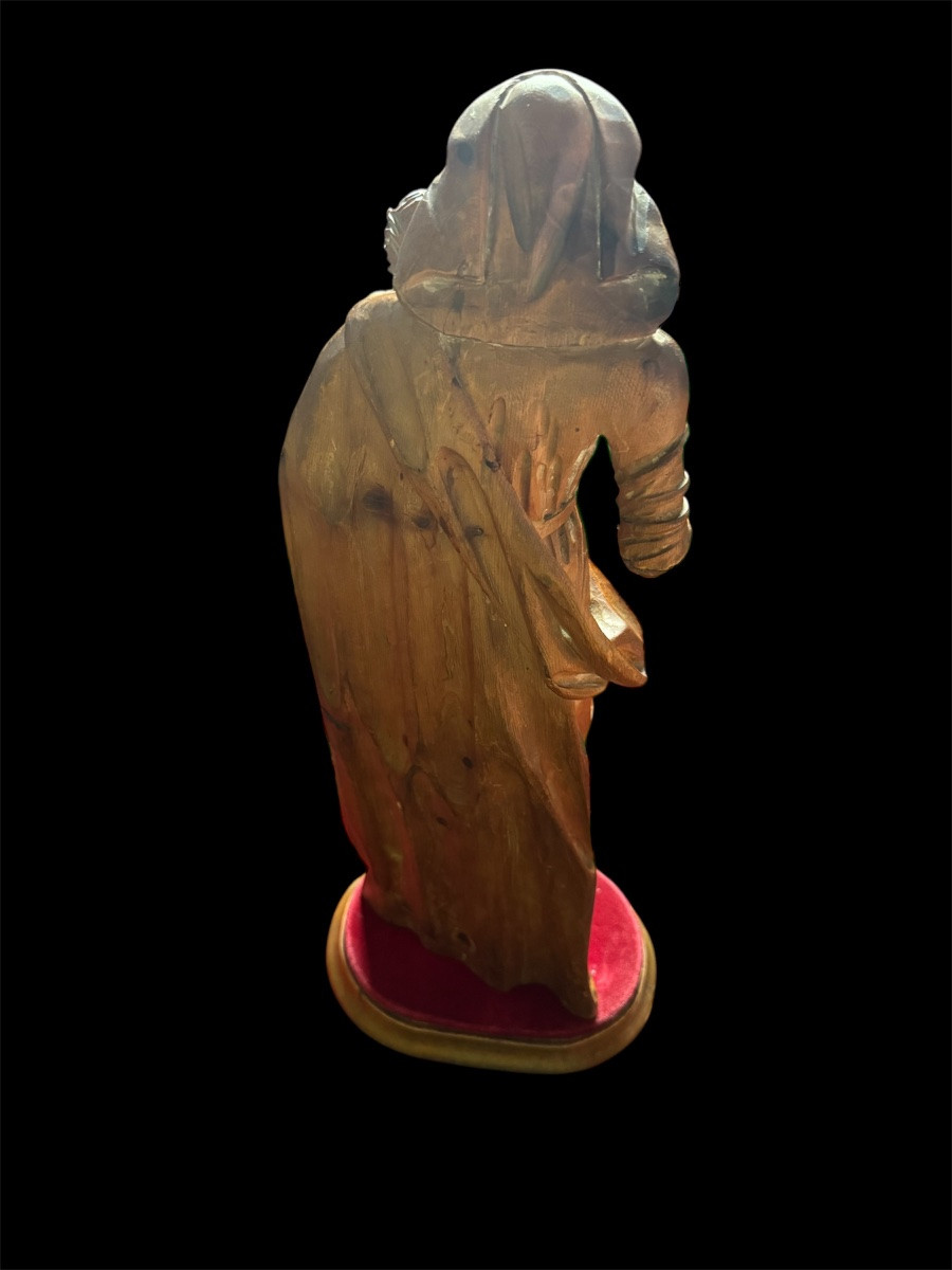 Vierge à l’enfant En Bois Naturel époque XVIIe Siècle, France -photo-3