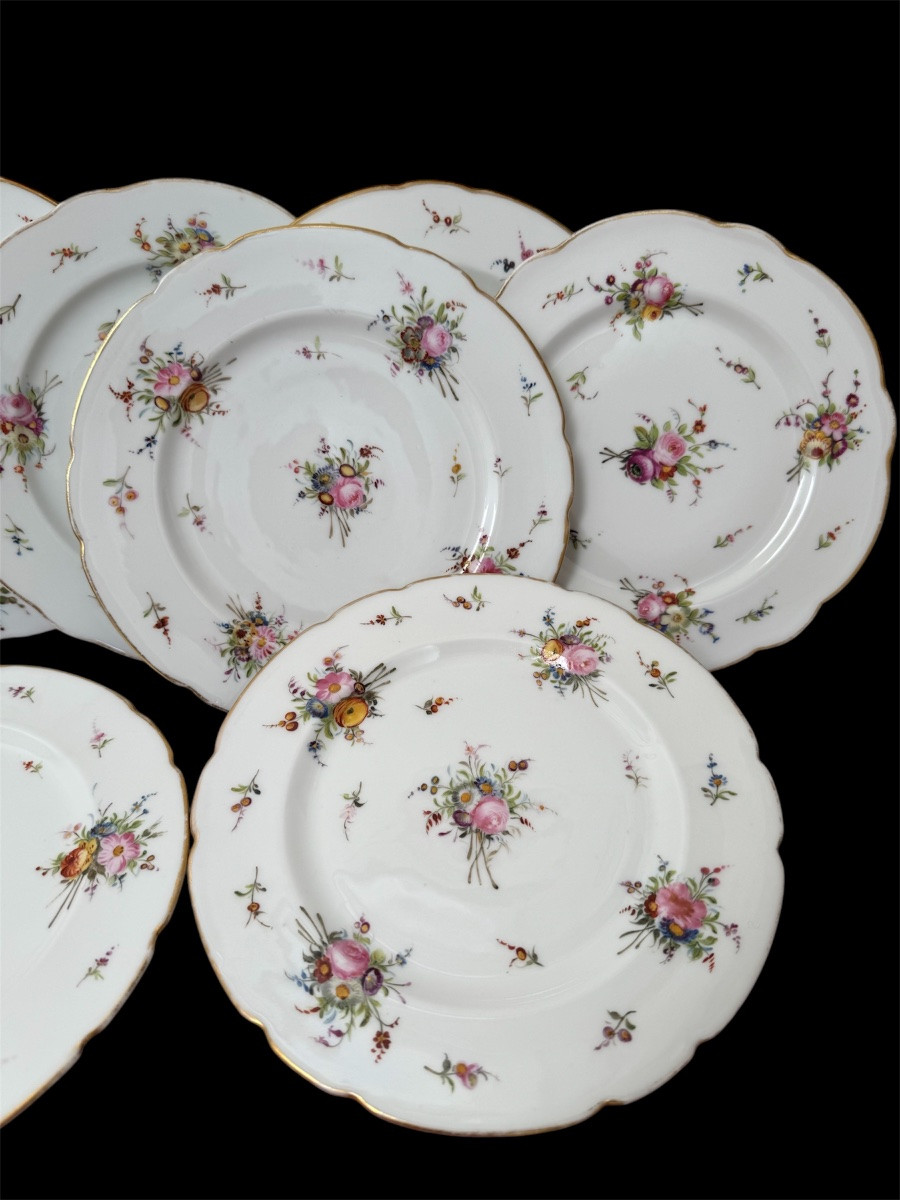 Suite De 7 Assiettes à Dessert En Porcelaine De Limoges. Milieu XIXe Siècle -photo-3