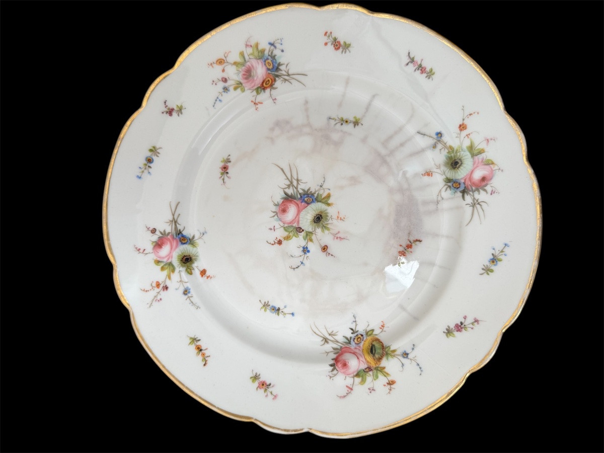 Suite De 7 Assiettes à Dessert En Porcelaine De Limoges. Milieu XIXe Siècle -photo-4