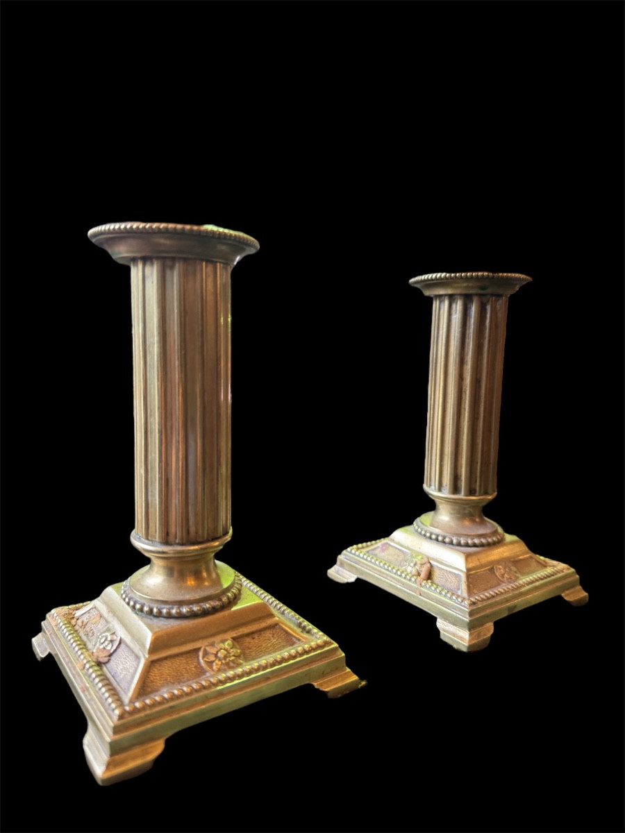 Pair Of Restoration Period Bronze Candlesticks 