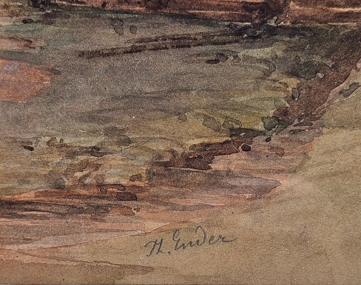 Thomas Ender (1793–1875) Paysage rural avec maison au pied d’une forêt – Aquarelle XIXᵉ siècle-photo-3
