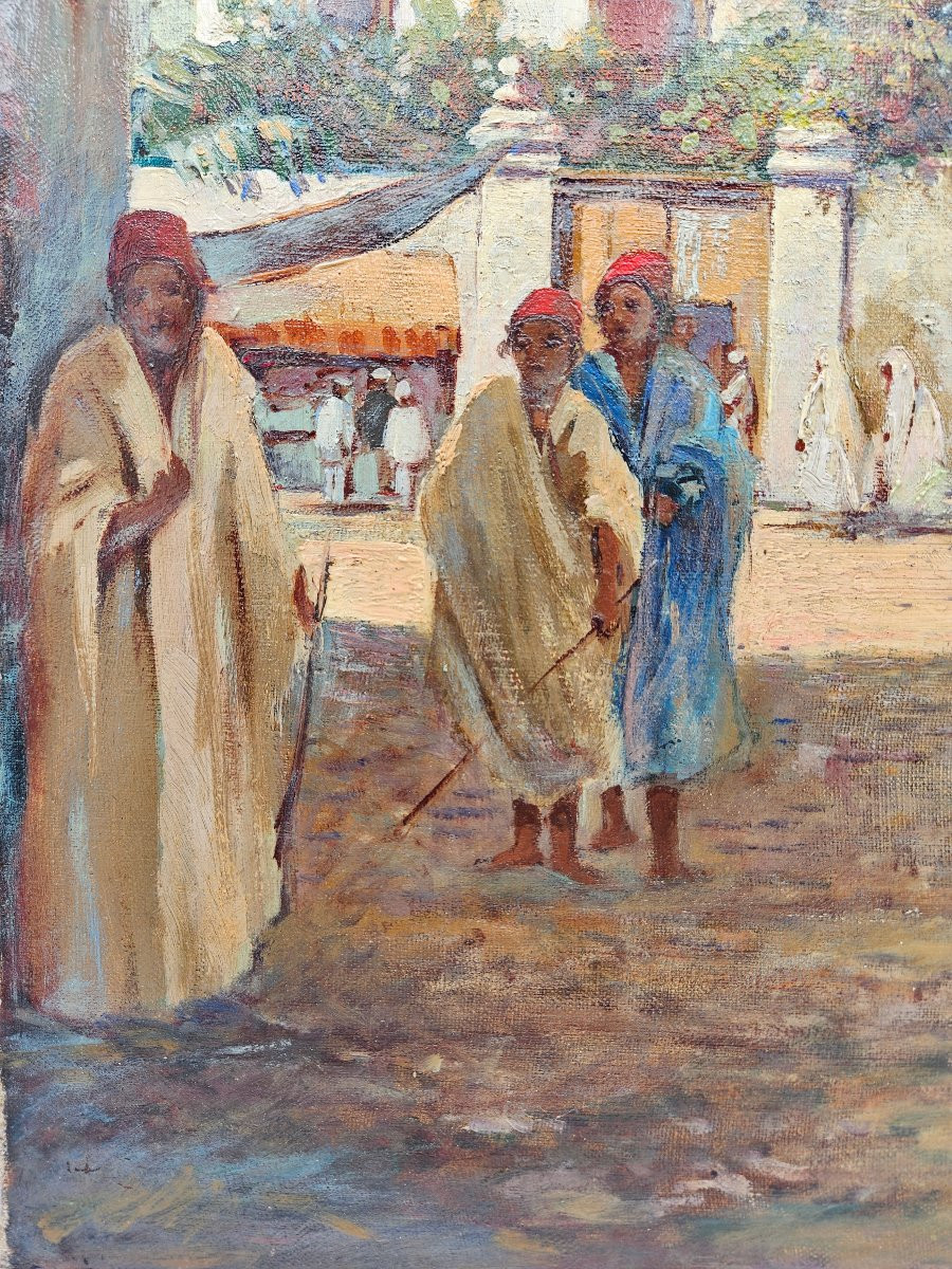 Orientalist Street Scene – Oil On Canvas-photo-2