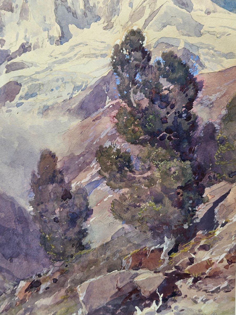 Edward Harrison Compton – View Of The Ortler (south Tyrol) – Watercolor-photo-2