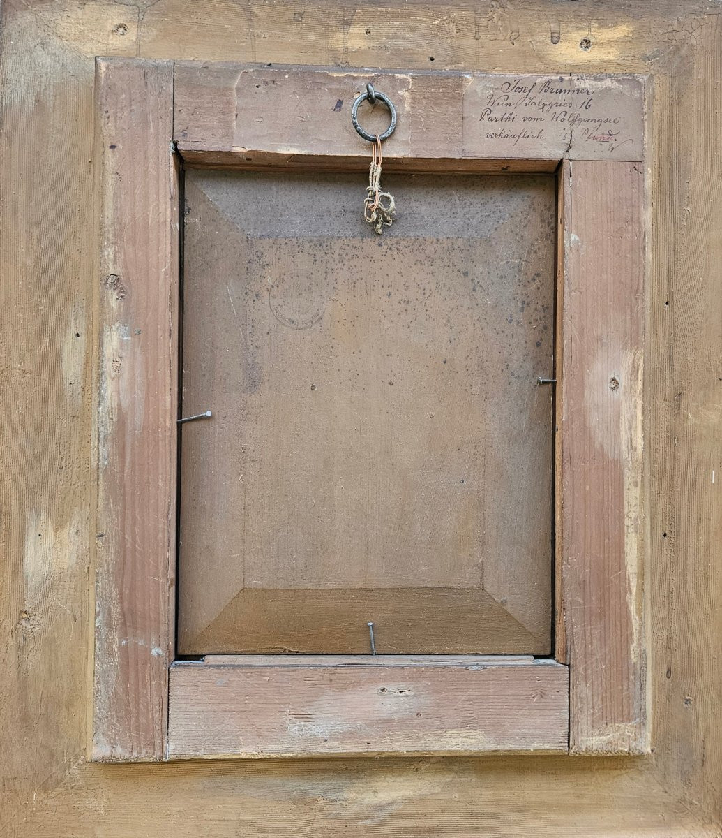 Josef Brunner – View Of Wolfgangsee And Schafberg, Salzkammergut – Oil On Panel 1871-photo-4