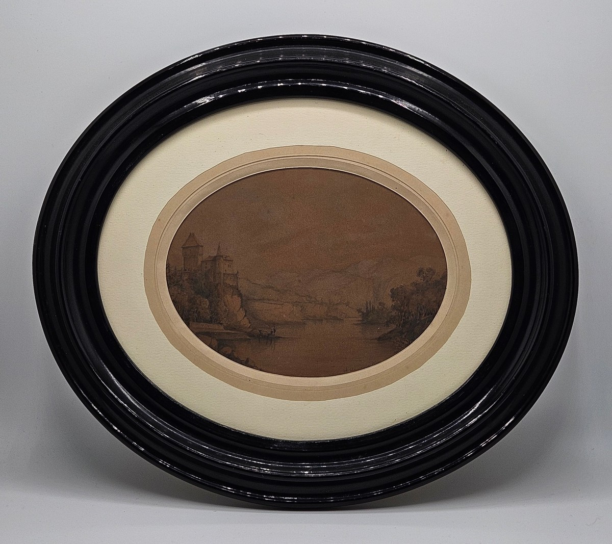 Alfred De Courville (1816-1875) – Duingt Castle, Lake Annecy – Graphite Drawing X