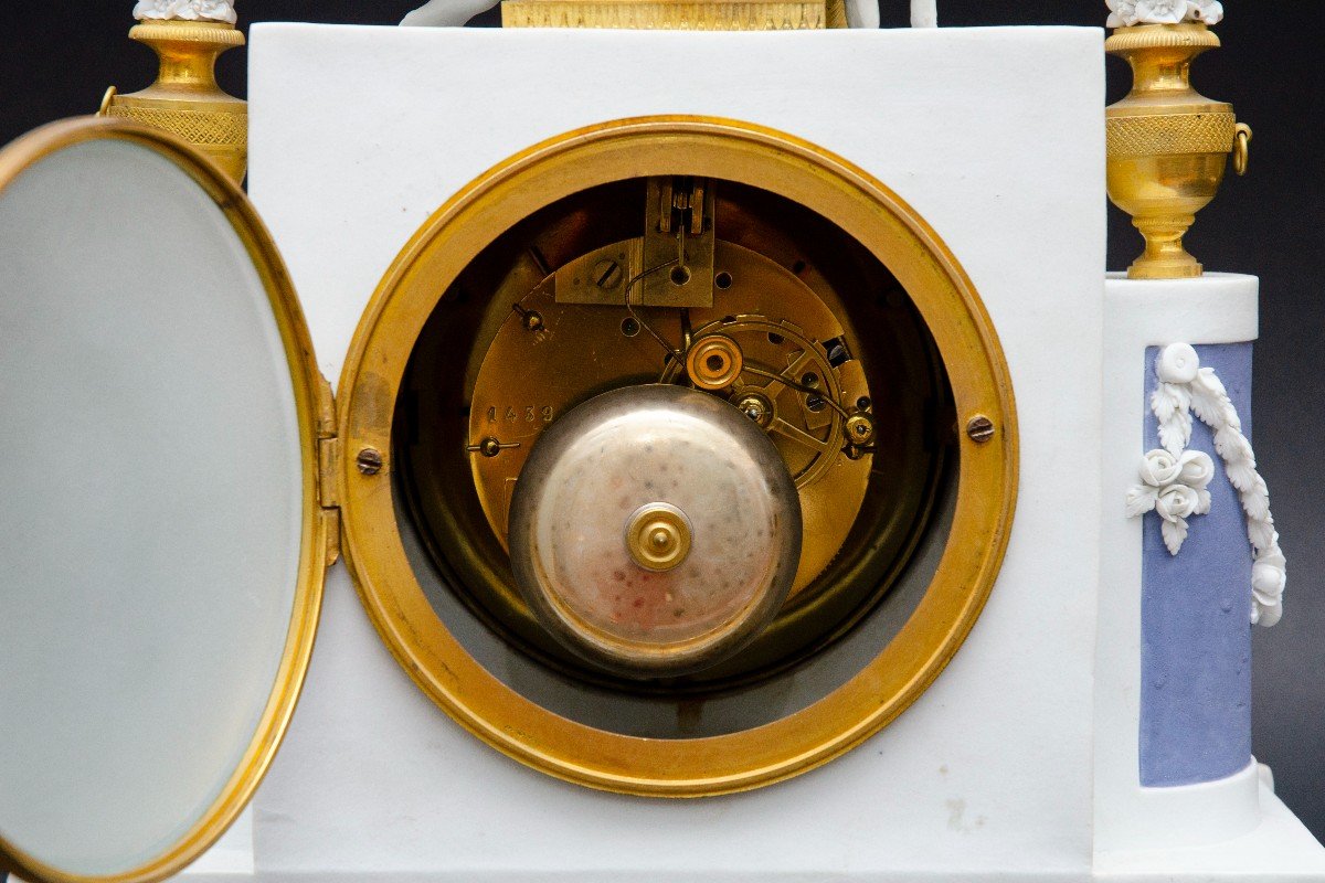 “the Spinner” Bisque Clock,  Nast In Paris, Circa 1800-photo-1