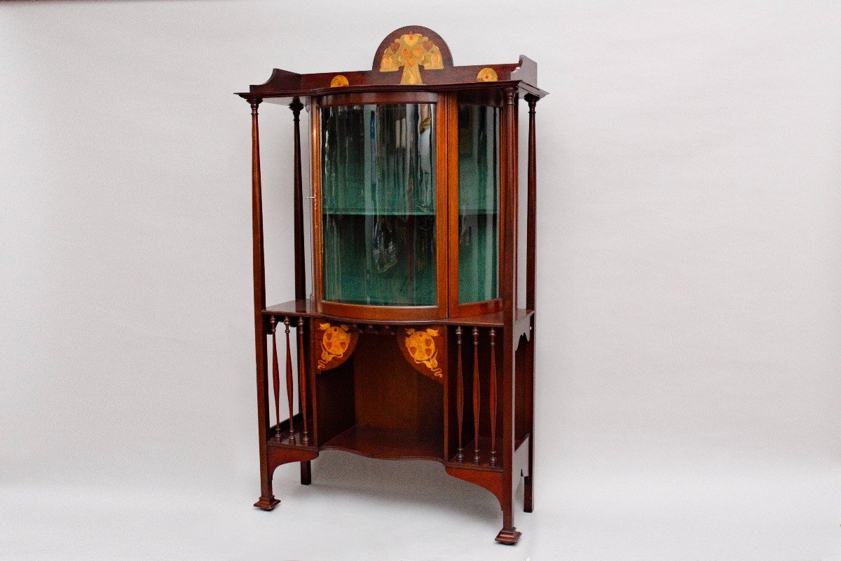 “arts And Crafts” Display Cabinet, Shapland And Petter In England Late 19th Century-photo-4