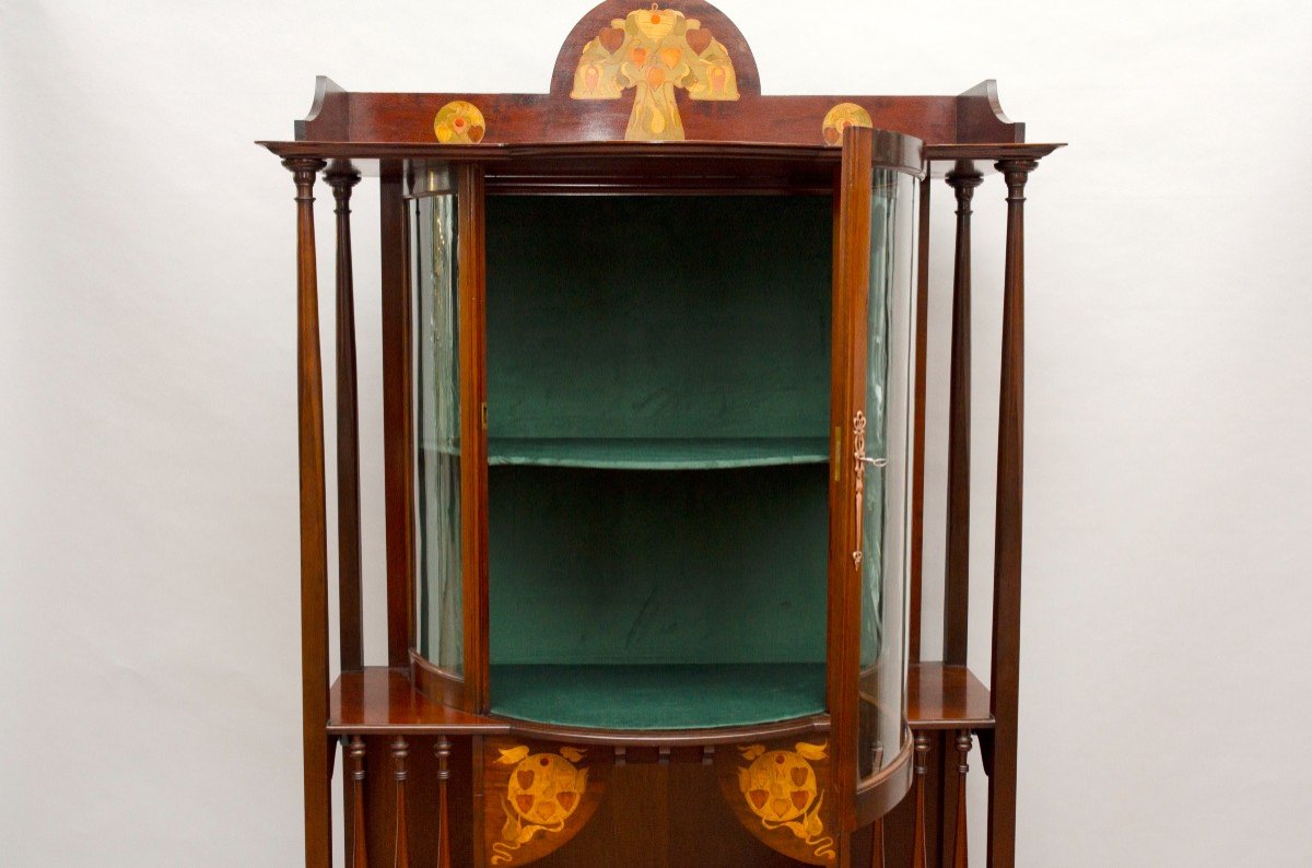 “arts And Crafts” Display Cabinet, Shapland And Petter In England Late 19th Century-photo-3