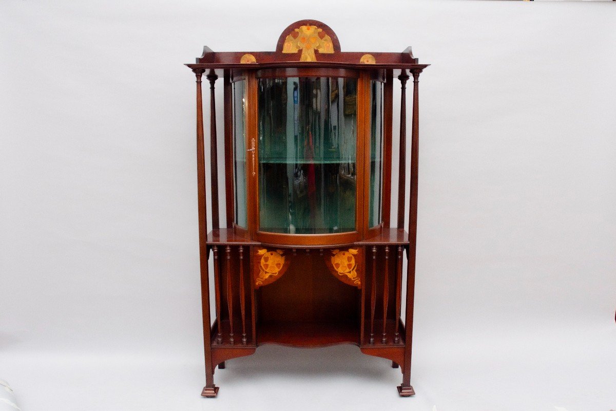 “arts And Crafts” Display Cabinet, Shapland And Petter In England Late 19th Century