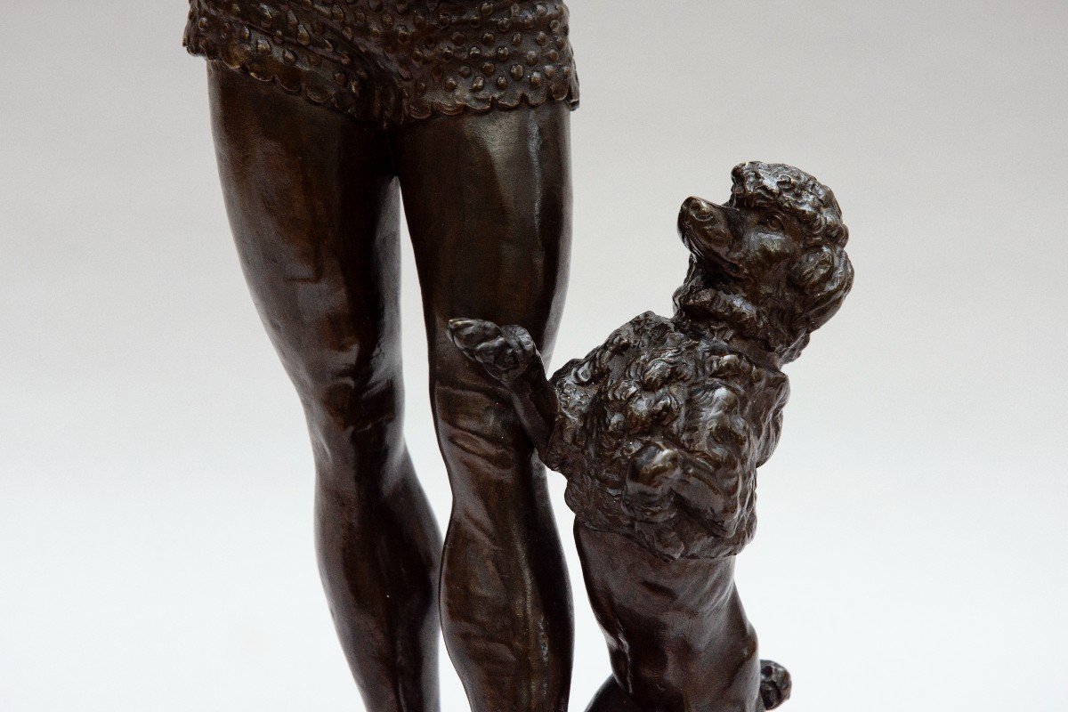 Bronze "clown Playing The Violin With His Poodle", Alfred Barye-photo-5
