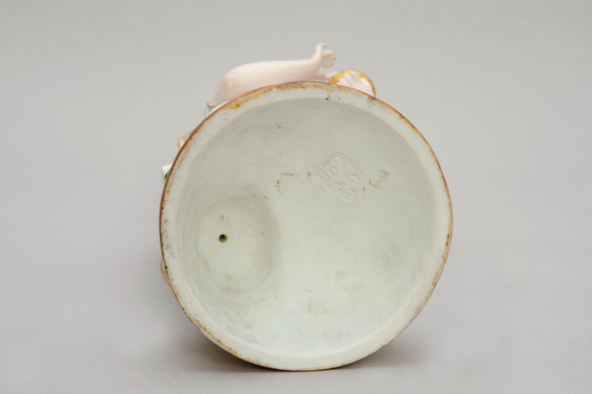 Allegory "woman With Oil Lamp", Polychrome Biscuit, Limoges, Gibus Et Redon, 19th Century-photo-2