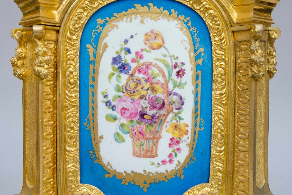 Beautiful Pair Of Jardinières, Porcelain Mounted On Gilt Bronze, Sèvres Style, Paris 19th Century-photo-5
