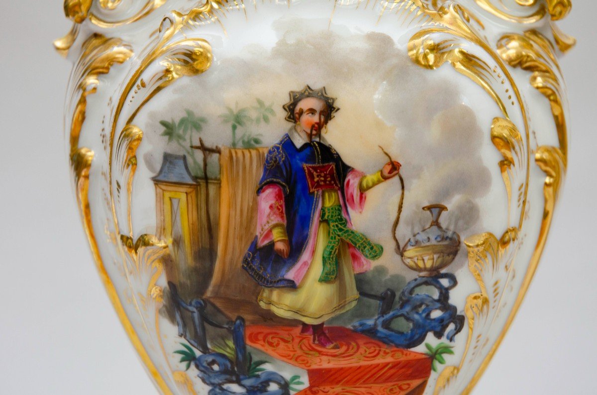 Une paire de rares vases aux "chinoiseries", attr. Jacob Petit, Paris, 19e Siècle-photo-4
