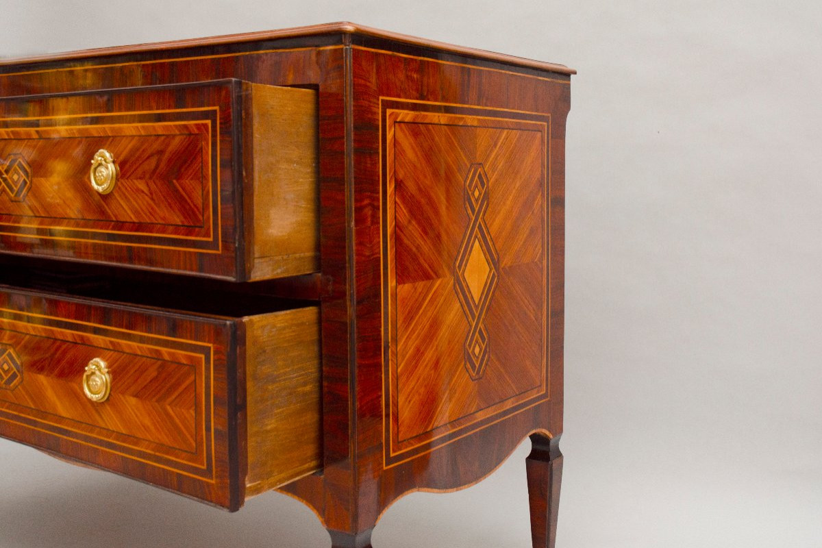 Commode italienne en marqueterie de bois, vers 1800-photo-1