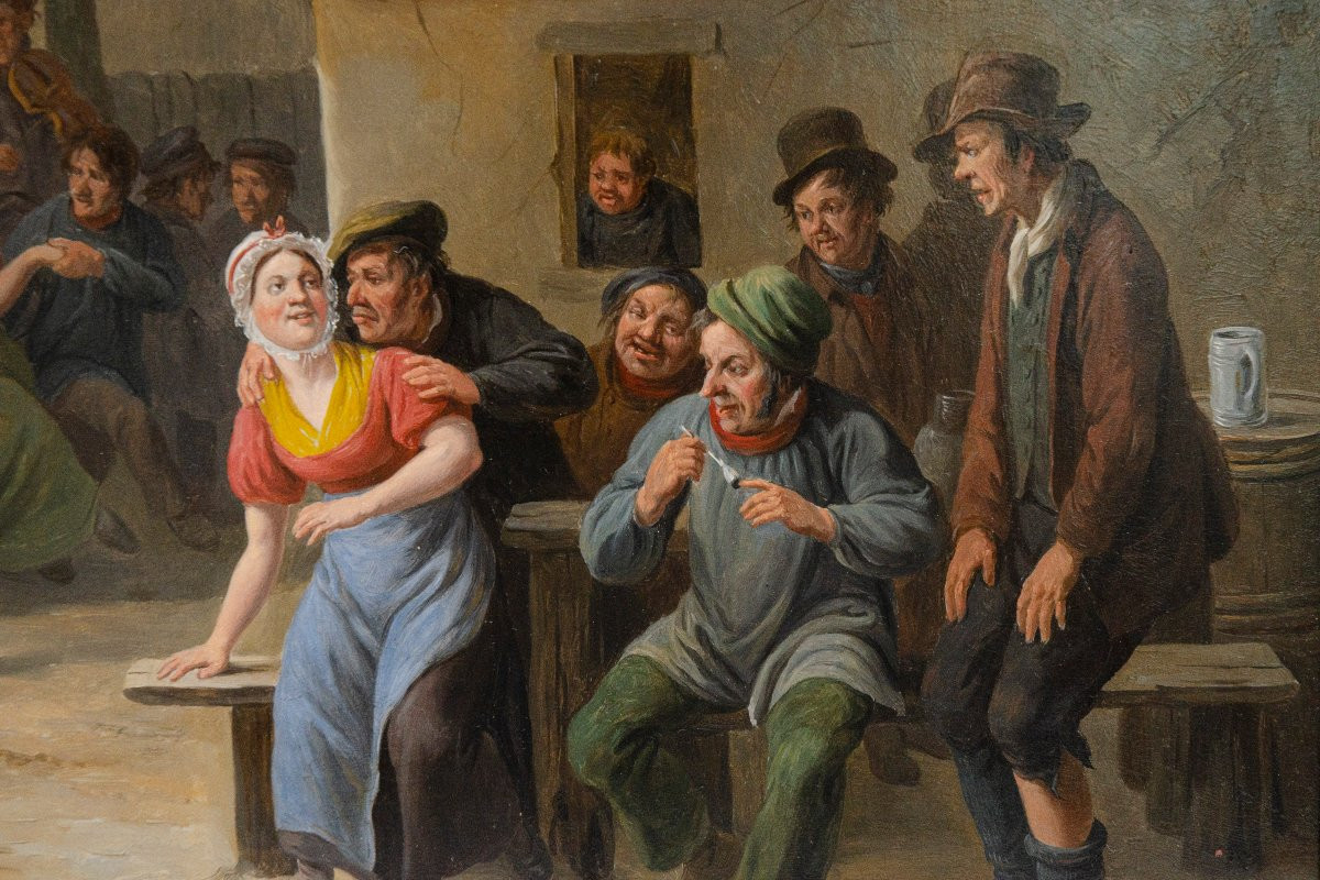 "village Festival" By Constantin Fidèle Coene (1779-1841), Oil On Panel, Flemish School-photo-4