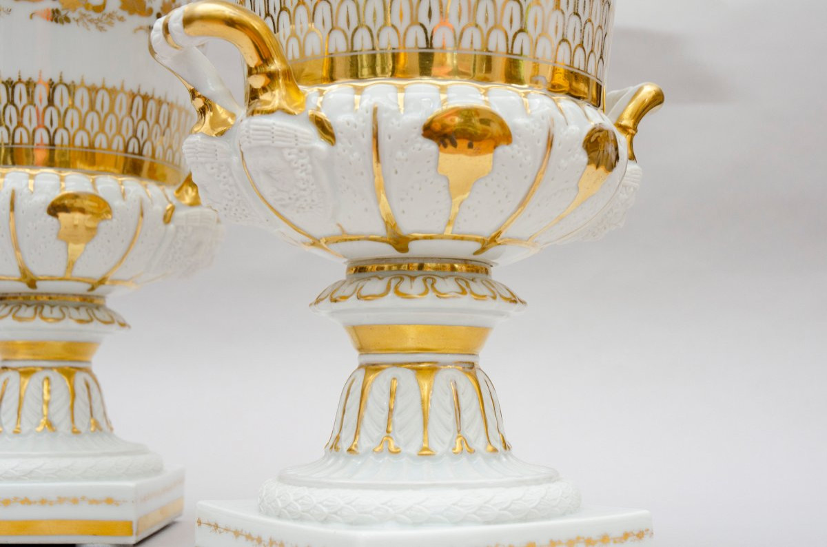 Paire de grands vase Medici, porcelaine de Bruxelles Vers 1830-photo-3