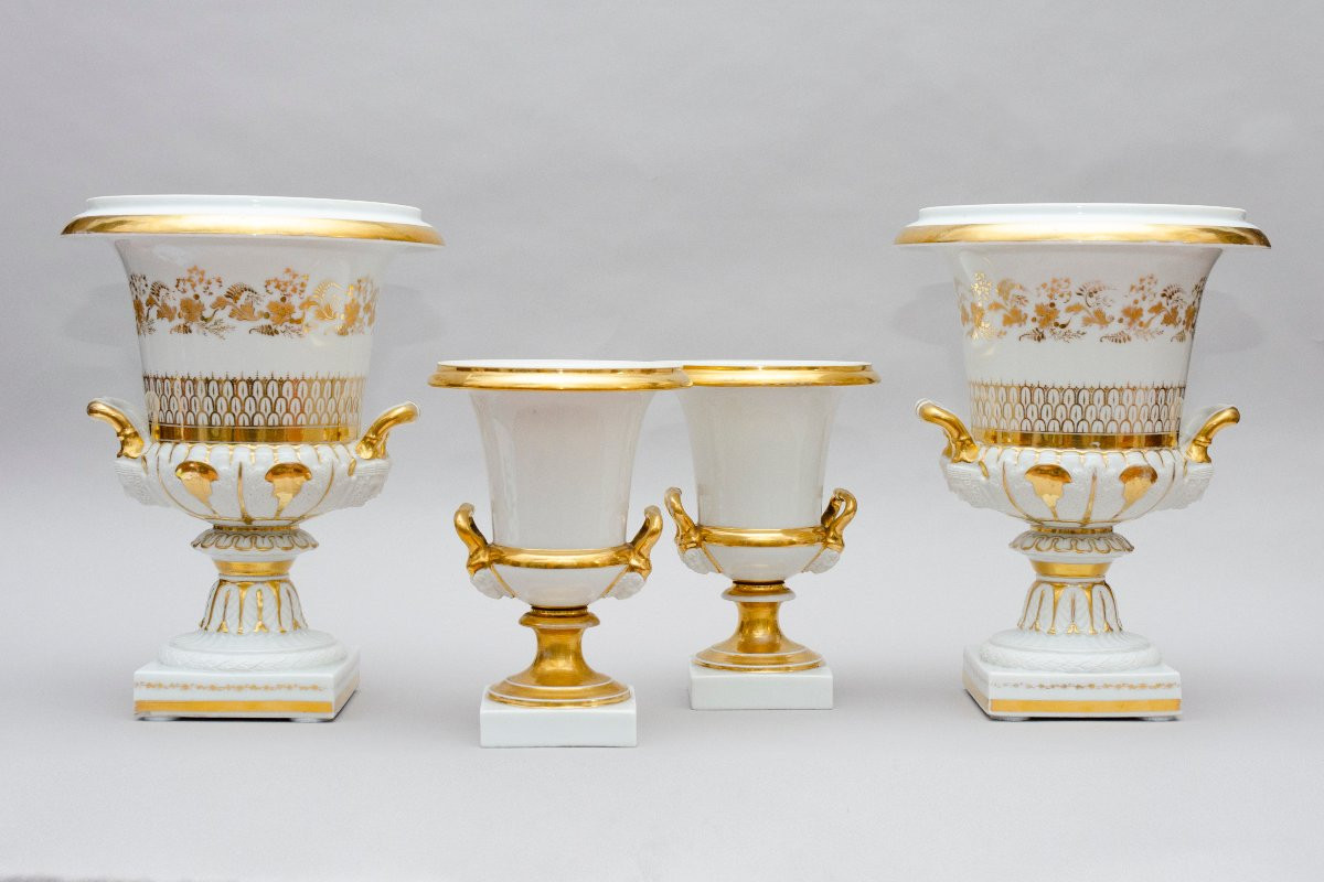 Paire de grands vase Medici, porcelaine de Bruxelles Vers 1830-photo-8