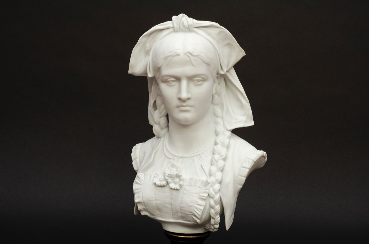 “alsatian” Biscuit Bust In The Sèvres Style, Laporte In Limoges-photo-2
