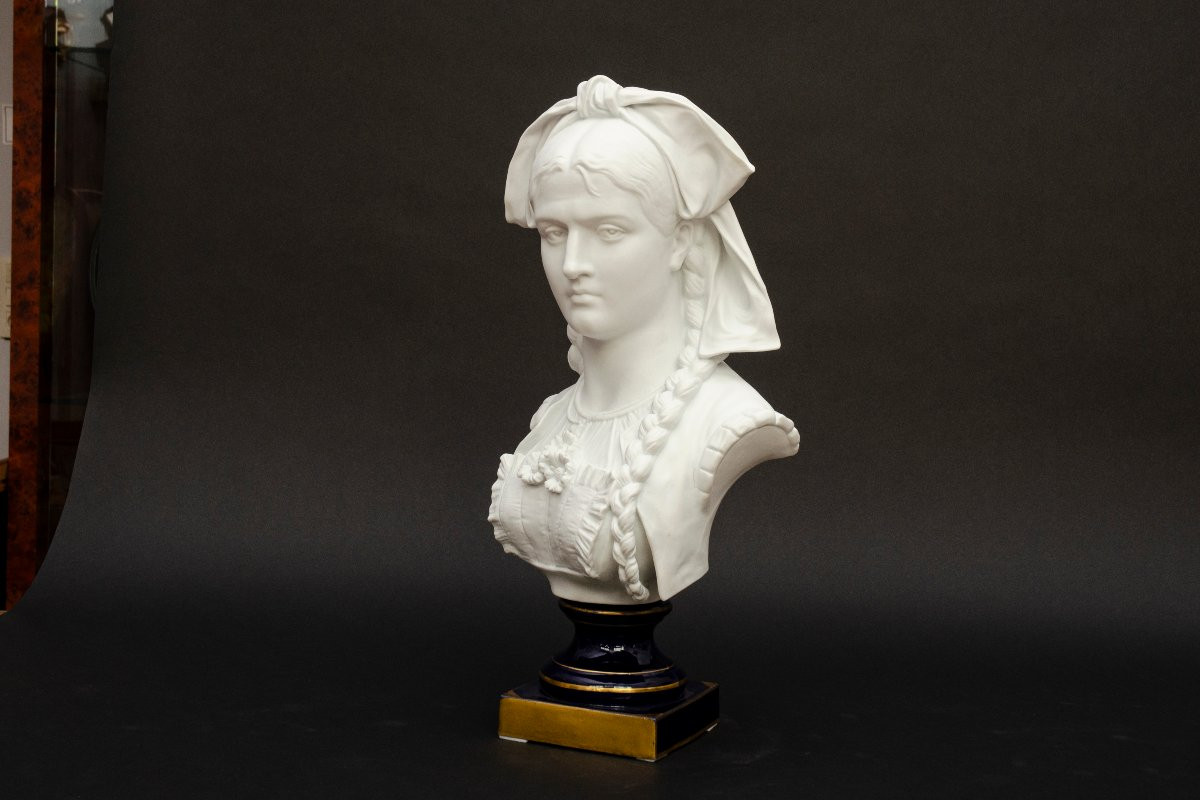 “alsatian” Biscuit Bust In The Sèvres Style, Laporte In Limoges-photo-6