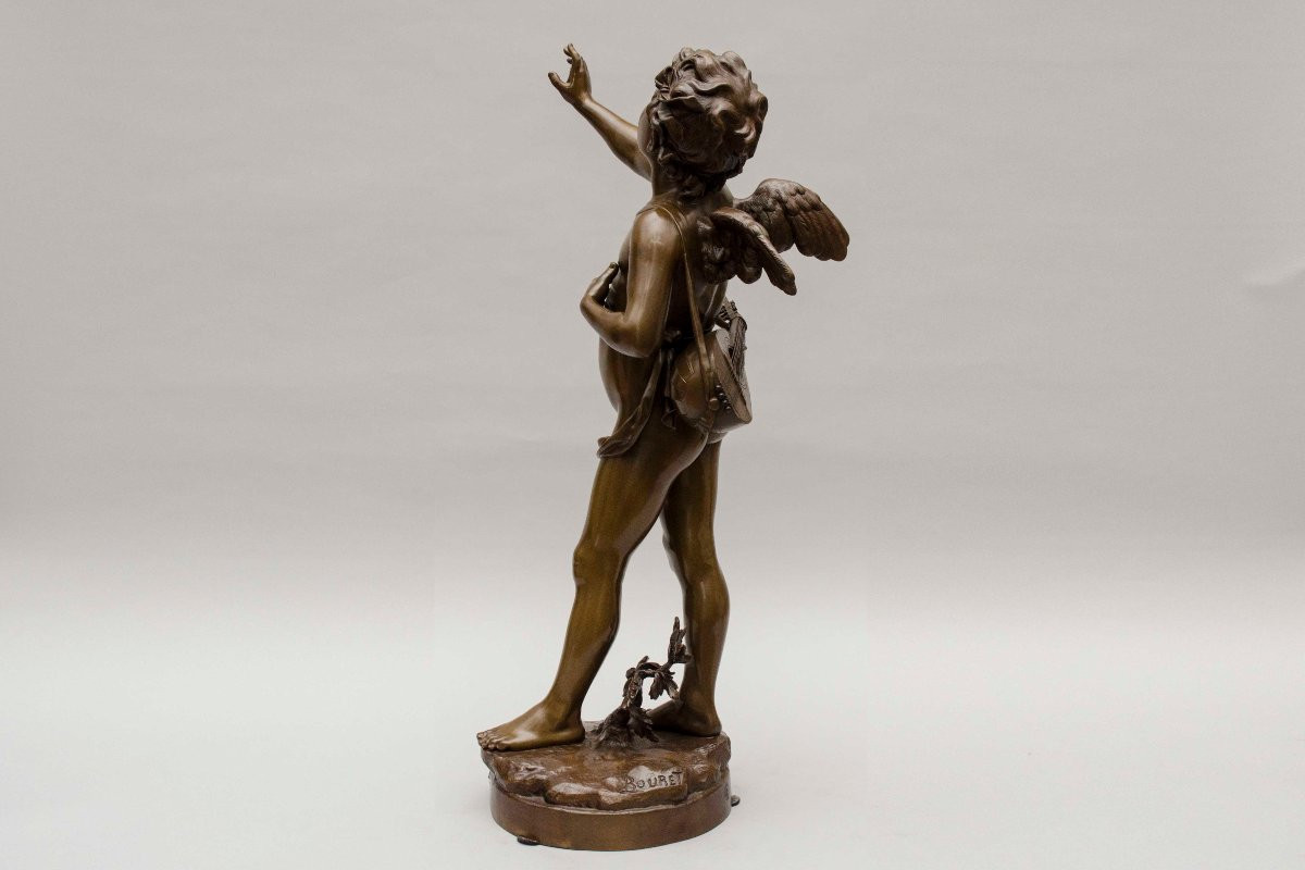 Large Bronze “singing Love” Bouret Eutrope (paris 1833 - 1906)-photo-3