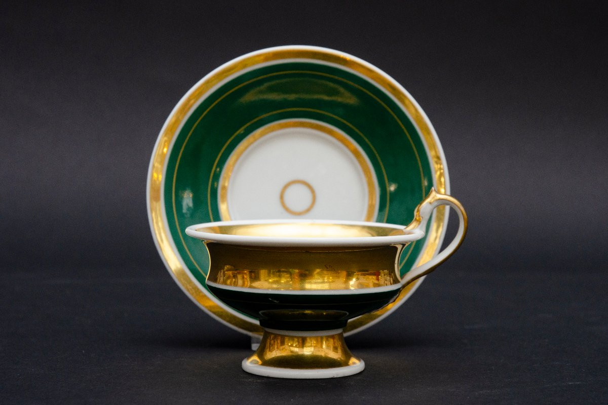 Tasse verte "message d'amitié" et soucoupe, attrib. à Thüringen vers 1830-photo-6